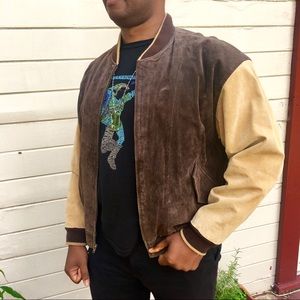 P. B. Martin Brown Leather Sports Bomber Jacket